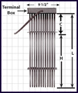 Fluoropolymer Covered Metal Tubular Bayonet Heaters 12 Element