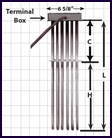 Fluoropolymer Covered Metal Tubular Bayonet Heaters 6 Element