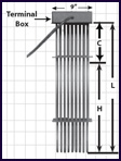 Fluoropolymer Covered Metal Tubular Bayonet Heaters 9 Element